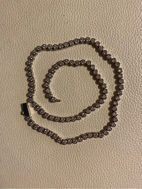 15CT Bezel Set Round Cut Lab Created Diamond Tennis Necklace 14K Gold Plated